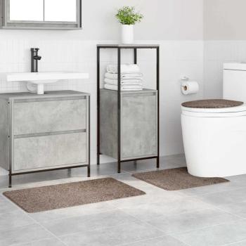3-teiliges Badteppich-Set Braun Polypropylen Rutschfest