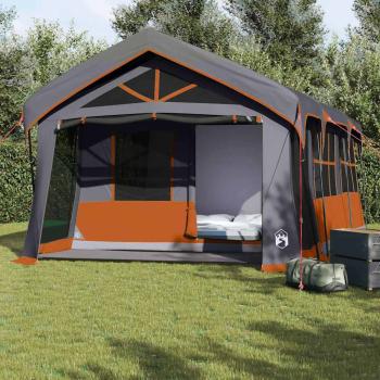 ARDEBO.de - Camping-Zelt mit Fenstern Grau und Orange für 10 Personen Wasserdicht