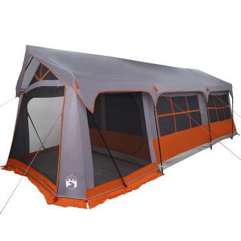 Camping-Zelt mit Fenstern Grau und Orange für 10 Personen Wasserdicht