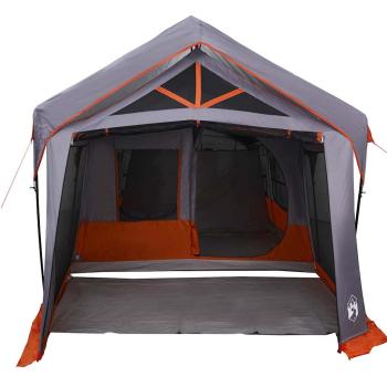 Camping-Zelt mit Fenstern Grau und Orange für 10 Personen Wasserdicht
