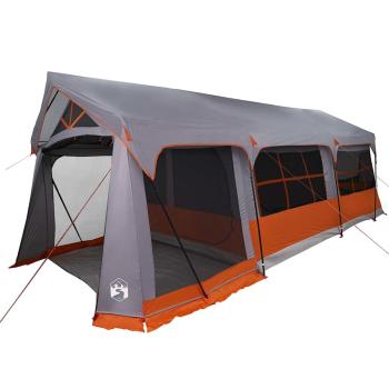 Camping-Zelt mit Fenstern Grau und Orange für 10 Personen Wasserdicht