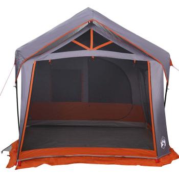 Camping-Zelt mit Fenstern Grau und Orange für 10 Personen Wasserdicht