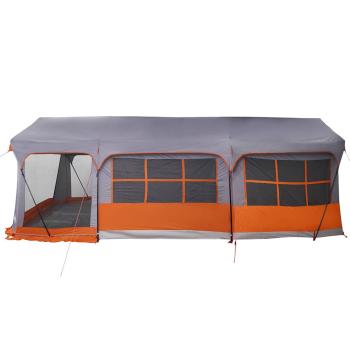 Camping-Zelt mit Fenstern Grau und Orange für 10 Personen Wasserdicht