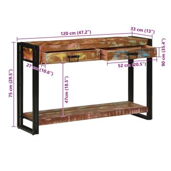 Konsolentisch Mehrfarbig 120x33x75 cm Massivholz Altholz