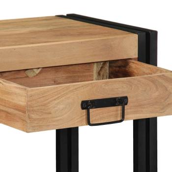 Konsole Schwarz 90x33x75 cm Massivholz Akazie und Metall