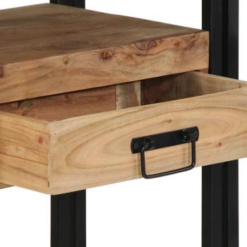 Konsole Schwarz 90x33x75 cm Massivholz Akazie und Metall