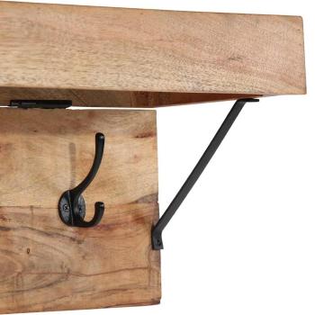 Garderobenständer mit Regal Wandmontiert aus massivem Akazienholz und Metall