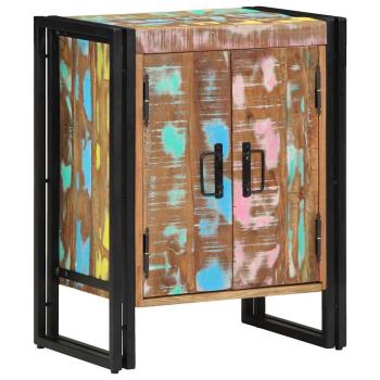 Schuhschrank Schwarz 30x30x40 cm Aus massivem Altholz und Stahl