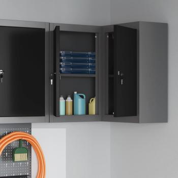 Eck-Werkzeugschrank Wandmontiert und abschließbar Schwarz Stahl