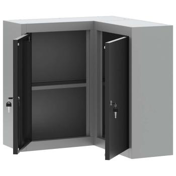 Eck-Werkzeugschrank Wandmontiert und abschließbar Schwarz Stahl