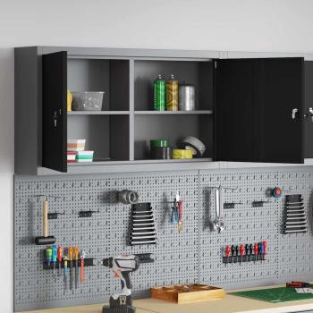Werkzeugschrank Schwarz und Grau 100 x 20 x 55 cm Stahl