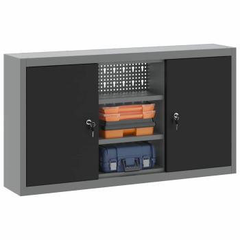 Werkzeugschrank Wandmontage mit Lochplatte Schwarz 100x20x55 cm Stahl