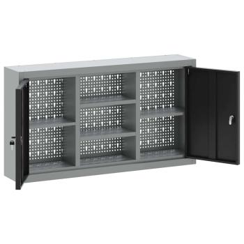 Werkzeugschrank Wandmontage mit Lochplatte Schwarz 100x20x55 cm Stahl
