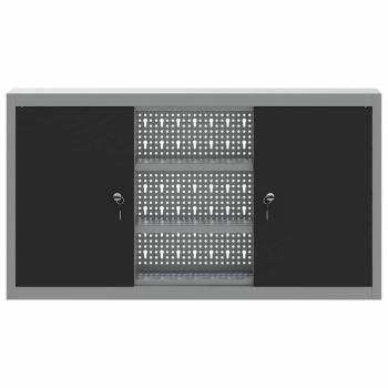 Werkzeugschrank Wandmontage mit Lochplatte Schwarz 100x20x55 cm Stahl