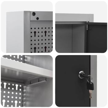 Werkzeugschrank Wandmontage mit Lochplatte Schwarz 100x20x55 cm Stahl