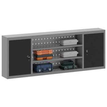 Werkzeugschrank Schwarz und Grau 150 x 20 x 55 cm Stahl