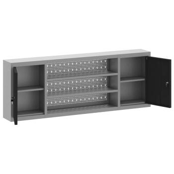 Werkzeugschrank Schwarz und Grau 150 x 20 x 55 cm Stahl