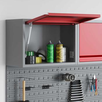 Werkzeugschrank mit Speicher Rot und Grau 50 x 25 x 35 cm Stahl