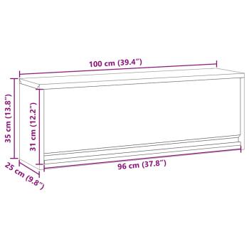 Werkstatt-Schrank zur Wandmontage mit Gasdrucktür in Rot 100x25x35 cm