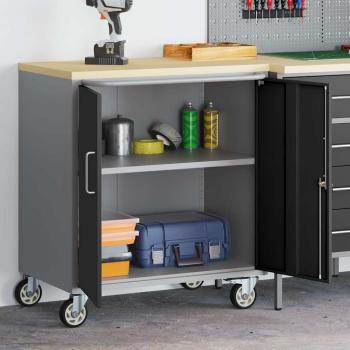 ARDEBO.de - Werkzeugschrank mit Rollen und abschließbar Schwarz 75x45x85 cm Stahl