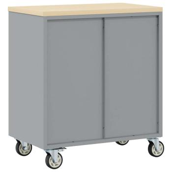 Werkzeugschrank mit Rollen und abschließbar Schwarz 75x45x85 cm Stahl