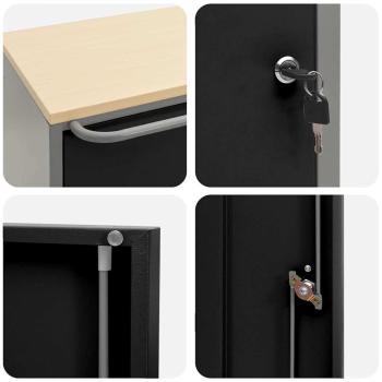 Werkzeugschrank mit Rollen und abschließbar Schwarz 75x45x85 cm Stahl