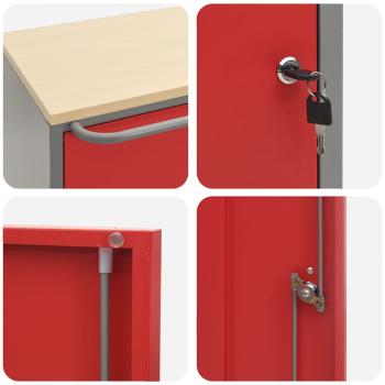 Werkzeugschrank mit Rädern und abschließbar Rot 75x45x85 cm Stahl