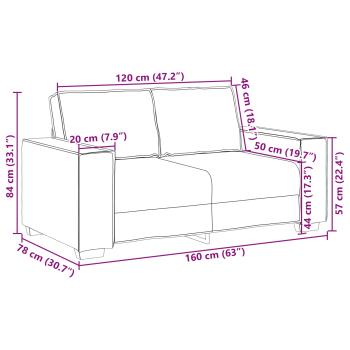 Loveseat Sofa Grau 120 cm Kunstleder