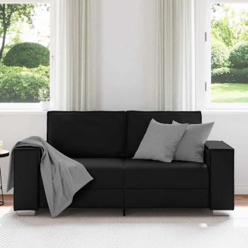 Loveseat Sofa Schwarz 140 cm Kunstleder