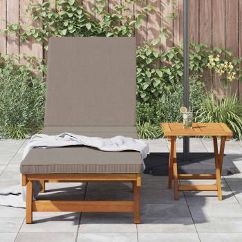 Sonnenliege mit Rädern und Kissen in Taupe aus Massivholz