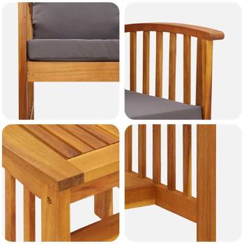 3-teiliges Gartenlounge-Set mit Kissen aus massivem Akazienholz