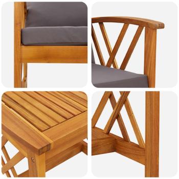 3-teiliges Garten-Lounge-Set mit Kissen aus solidem Akazienholz