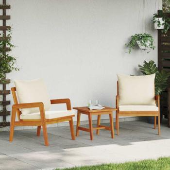 ARDEBO.de - Bistro-Set mit Kissen aus massivem Akazienholz, 3-teilig