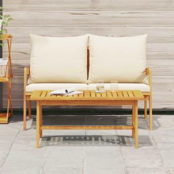 2-teiliges Bistro-Set mit Kissen aus massivem Akazienholz