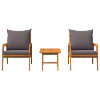 ARDEBO.de - 3-teiliges Bistro-Set mit Kissen aus massivem Akazienholz