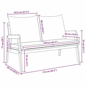 Gartenbank mit Kissen 115x65x71 cm Massivholz Akazie