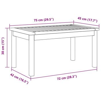 Couchtisch 75x40x38 cm aus massivem Akazienholz