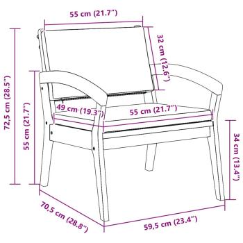 Gartenstühle 2er Set 59,5x70,5x72,5 cm aus Akazienholz