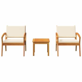 3-teiliges Bistro-Set mit Kissen aus massiven Akazienholz