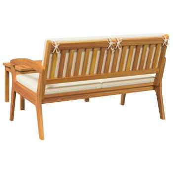 2-teiliges Bistro-Set mit Kissen aus massivem Akazienholz
