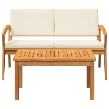 2-teiliges Bistro-Set mit Kissen aus massivem Akazienholz