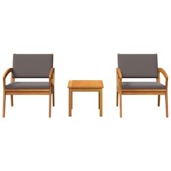 3-teiliges Bistro-Set mit Kissen aus massivem Akazienholz
