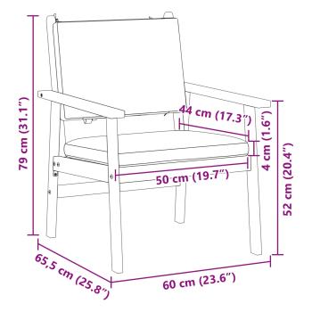 Gartenstühle 2 Stück mit Kissen aus Akazienholz