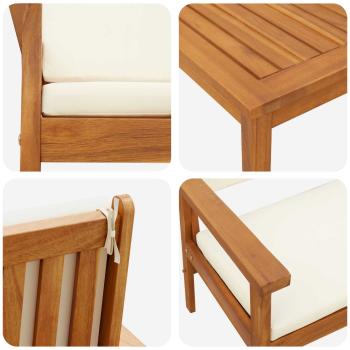 3-teiliges Garten-Bistro-Set mit Kissen aus massivem Akazienholz