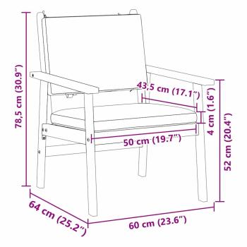Gartenstühle 2 Stück mit Kissen aus massivem Akazienholz