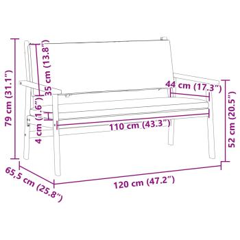 Gartenbank mit Kissen aus massivem Akazienholz