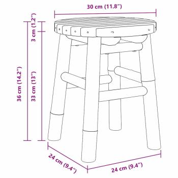 Niedriger Hocker Rund Ø30x36 cm aus Bambus