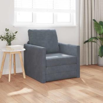 ARDEBO.de - Fußsofa Einzelnes umwandelbares Samt 74x77x81 cm Dunkelgrau
