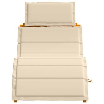 Sonnenliegen mit Kissen 2er Set Beige aus massivem Akazienholz