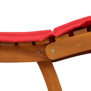 Sonnenliegen mit Auflagen 2er Set Rot aus Akazienholz